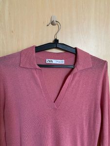 Zara Pink Polo Sweater