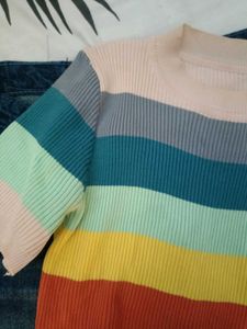 Colorful Striped Crop Top