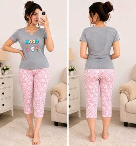 Women’s Cute Printed Night Suit Set –  Size L