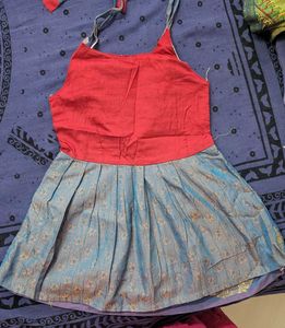 Kids Traditional Pattu Style Frock
