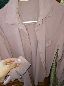 Chic Mauve Textured Button-Up Shirt