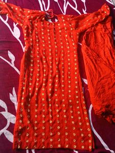 Red Printed Kurta and Palazzo Set