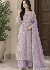 Lavender Embroidered Kurta Set