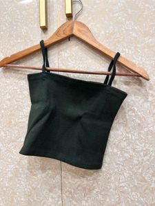 Dark Green Spaghetti Strap Crop Top