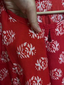 Red Printed Kurta