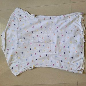 Cute Llama Print Button-Up Shirt