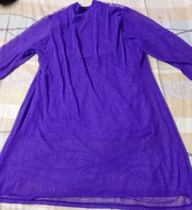 Elegant Purple Kurta with Lace Detail