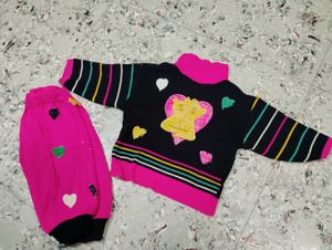 Cute Bear Print Sweater and Pants Set