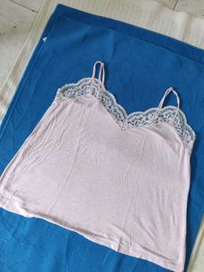 george Pink Lace Trim Camisole