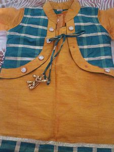 yellow Kurta Set with Green Dupatta