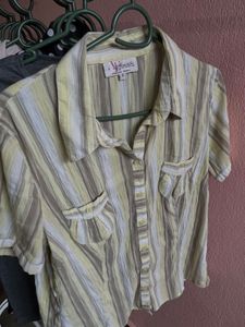 Striped Crinkled-Down Top