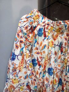Boho Floral Bird Print Mini Flared Skirt