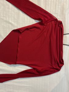 Red Sheer Sleeve Dark Siren Top ⛓︎ Y2K Vamp Core B