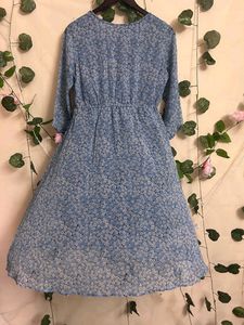 Blue Floral Print Maxi Dress