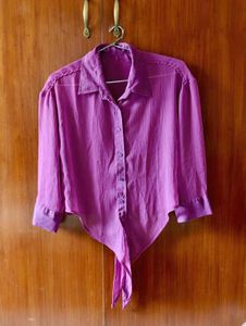 Sheer Purple Tie-up Top