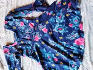 Blue Floral Print Kurta with salwar