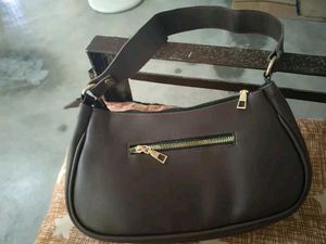 Chic Brown Faux Leather Crossbody Bag