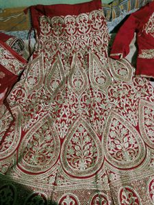 Elegant Red &amp; Gold Embroidered Lehenga Choli
