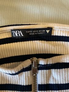 Zara Striped Zip-Up Crop Top