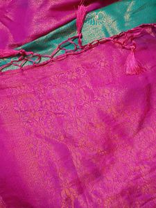 Elegant Teal Saree with Intricate Weave