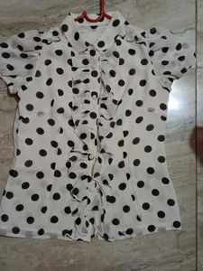Chic Polka Dot Ruffle Top