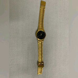 Maxima Gold Watch with Black Dial (Unisex)