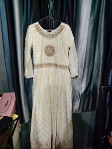 Olive Green Embellished Maxi Gown and white full e