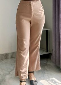 Chic High-Waisted Beige Trousers