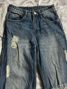 Distressed Wide-Leg Jeans