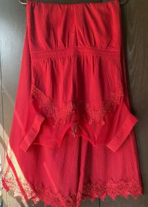 Elegant Red Lace Trim Jumpsuit