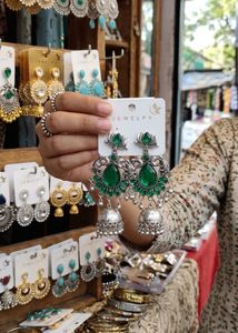 Elegant Green Jhumka Earrings