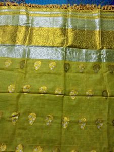 Elegant Yellow Saree with Tassels