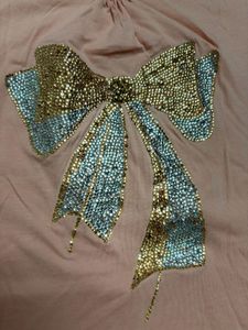 Peach Bow Sequin T-Shirt