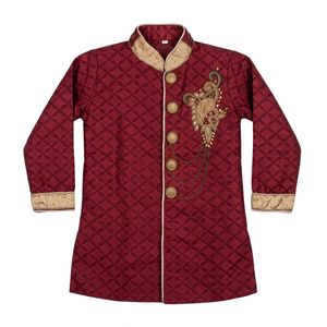 Boys Maroon Sherwani with Scarf