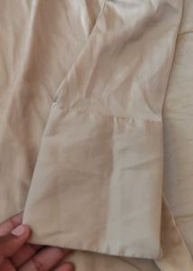 Elegant Beige Satin Button-Up Top