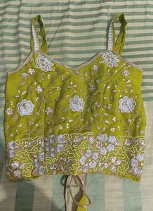 shimmer Lehenga Choli light lemon green colour Set