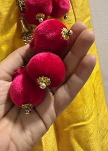 Pink and yellow silk lehenga set