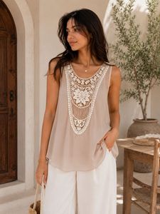 Lace Trim Sleeveless Top