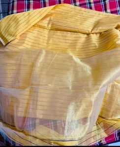 Elegant Yellow Striped Saree
