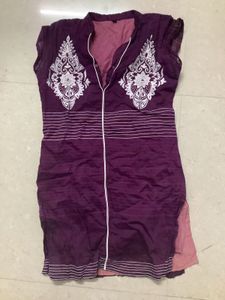 Elegant Purple Kurta with Intricate White Embroide
