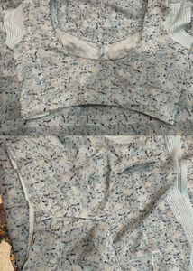 Elegant Grey Floral Saree and Blouse