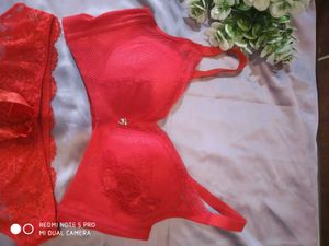 Red Lace Bra and Panty Set
