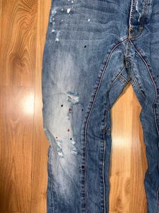Japanese Brand Distressed Paint Splatter Jeans