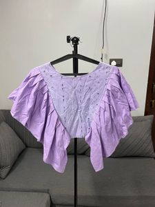 Lavender Eyelet Flutter Sleeve Top
