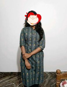 fully embroidered Grey Kurta with small prints