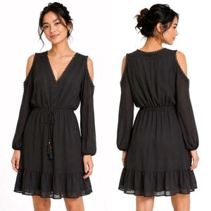 H&M Chic Cold Shoulder Black Mini Dress