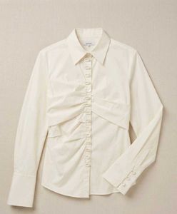 Chic White Ruched Button-Up Shirt