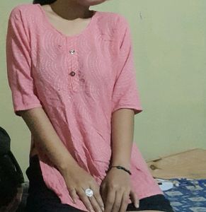 Pink Jaipuri Print Kurta.