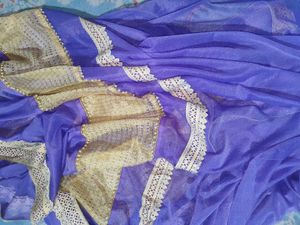 Beautiful Purple Saree with Golden Border