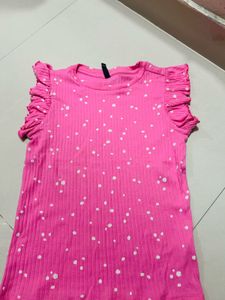Pink Polka Dot Ruffle Sleeve Top
